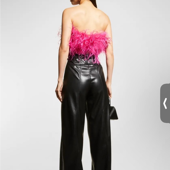 LaMarque Zaina Ostrich Feather fuchsia top size Small - Picture 2 of 9